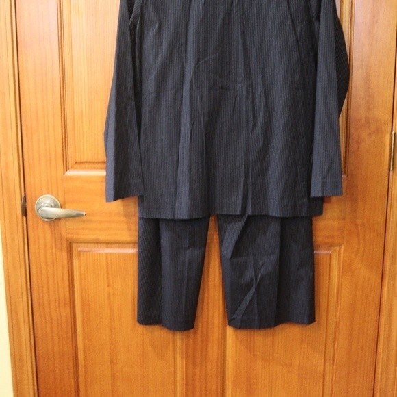 Co & Eddy Pin Stripe Wide Leg Pant Suit Vintage 90s 12/Medium - Picture 2 of 16